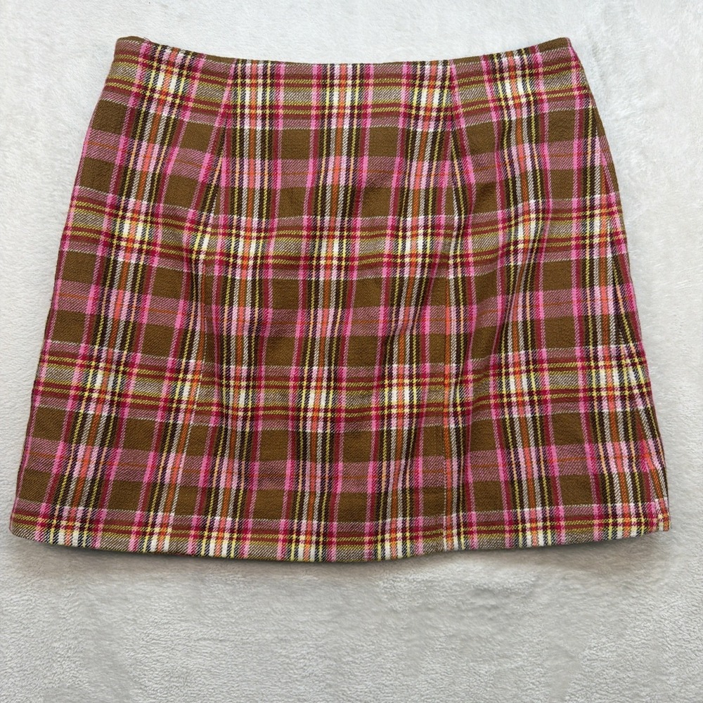 Maeve Anthropologie Plaid Mini Skirt Preppy Academia Button Front Women's 12 - Picture 4 of 8